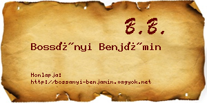 Bossányi Benjámin névjegykártya