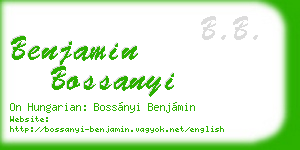 benjamin bossanyi business card